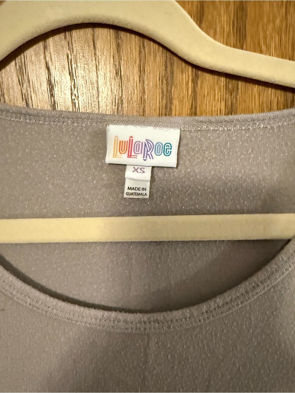 LuLaRoe Women's XS Crew Neck Top in Light Taupe Gray
